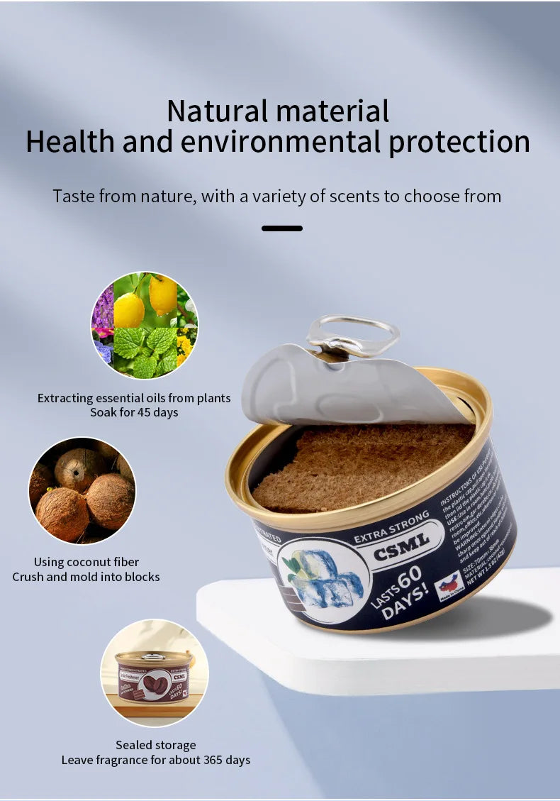 Car air fresh, solid aromatherapy, no additives, canned, essential for eliminating  odors, long-lasting fragrance, household use