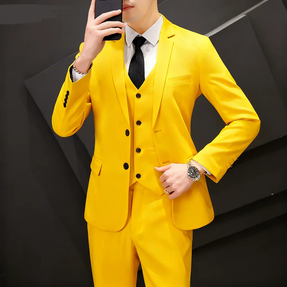 Men's Three-Piece Suit Set Business Career Wedding Groomsmen Best Man Decoration Formal Dress Code Tailored Look