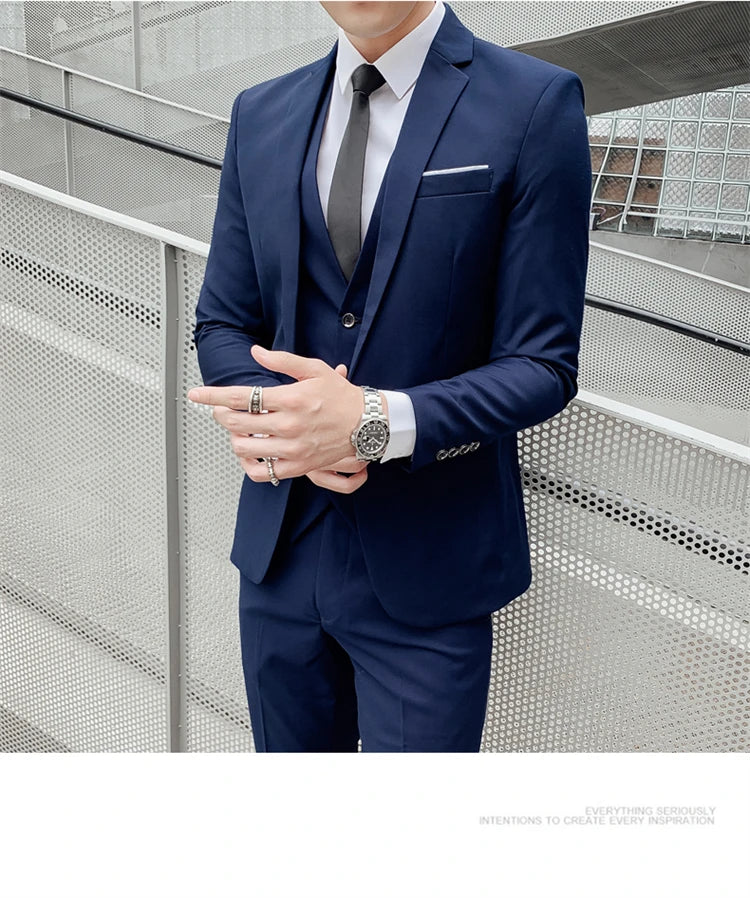 Suits for Men - 3 Pieces - New Fabrics - Fashionable Business Gentleman - Slim Fit - Wedding  Professional Business Formal Dress
