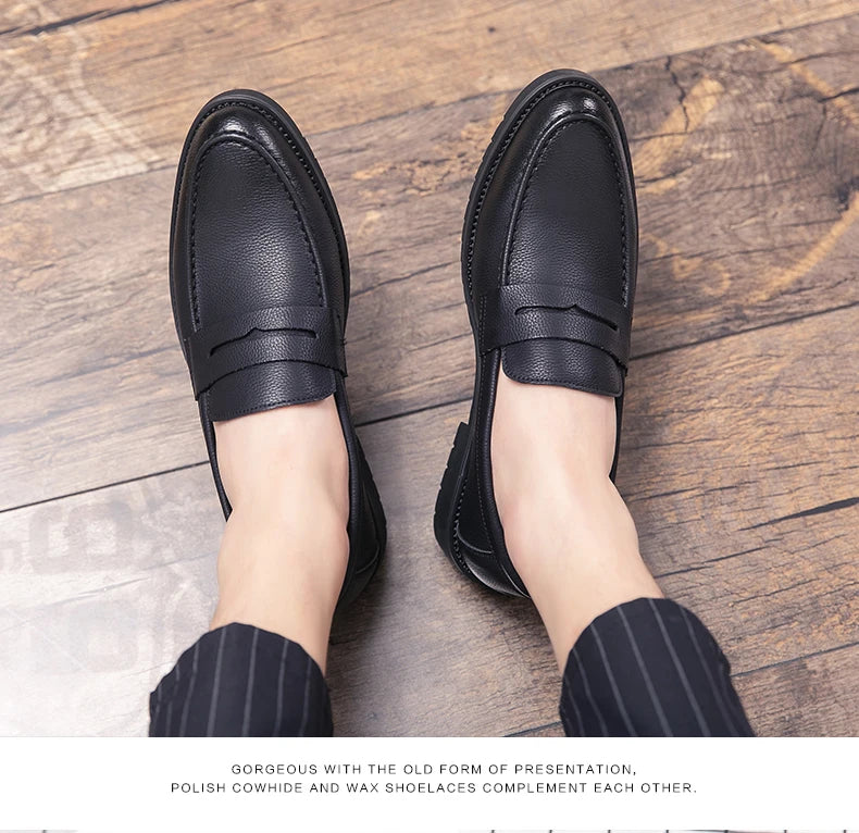 New soft leather breathable leather shoes men Europe station casual British style youth loafers with business bean shoes