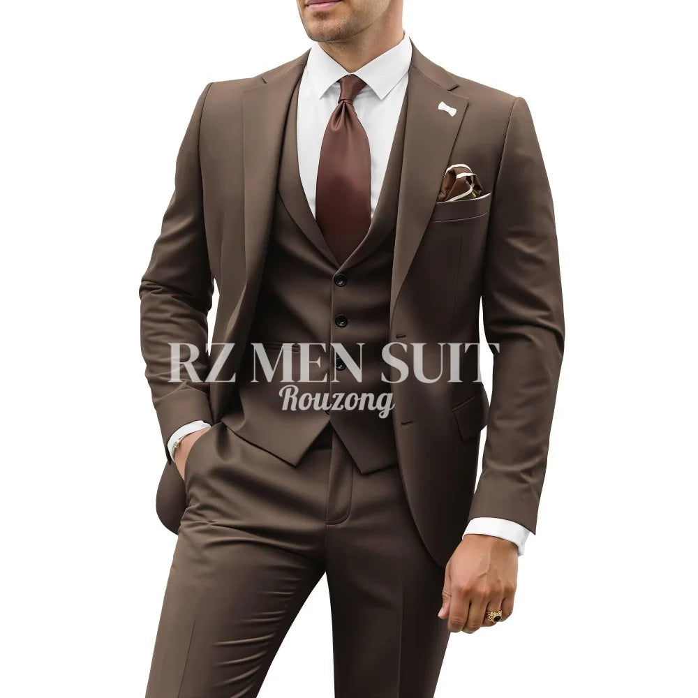 Mens Suit 3 Piece Suits for Men Slim Fit Wedding Groom Suit Men Blazer Vest Pant Suits for Prom Business Formal costumes hommes