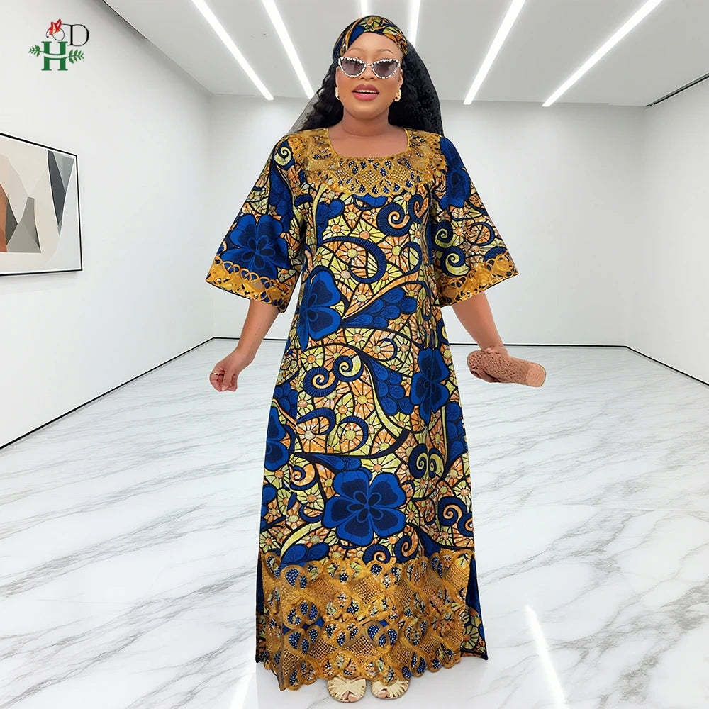 African Dresses For Women Traditional Clothing Embroidery Printed Outfits Bubu Gown Abayas Robe Kaftan Boubou Djellaba 2025 New