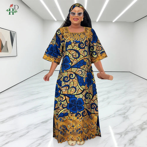 African Dresses For Women Traditional Clothing Embroidery Printed Outfits Bubu Gown Abayas Robe Kaftan Boubou Djellaba 2025 New