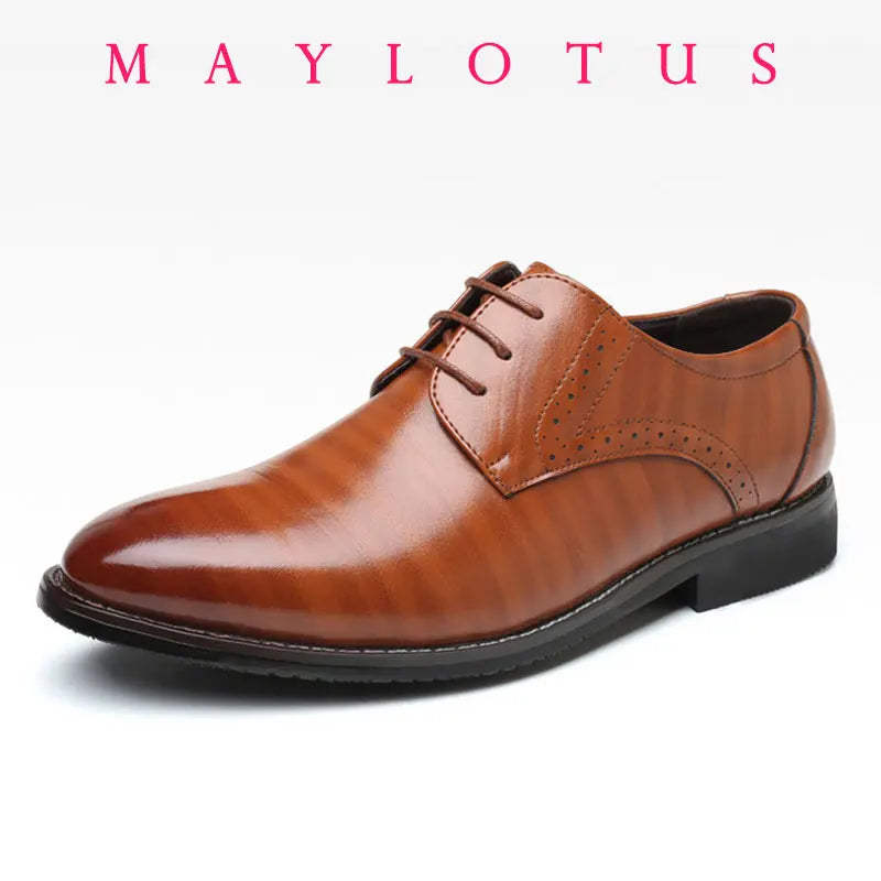 Men Dressing Shoes Formal for Men's Casual Shoe Leather Social Wedding Designer Pointed Toe Black Office Winter Shoes