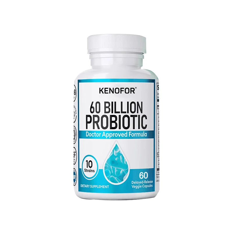 60 Billion Probiotic Supplement - 10 Unique Strains + Organic Prebiotics - Immune System Boosting Support Gut & Digestive Health