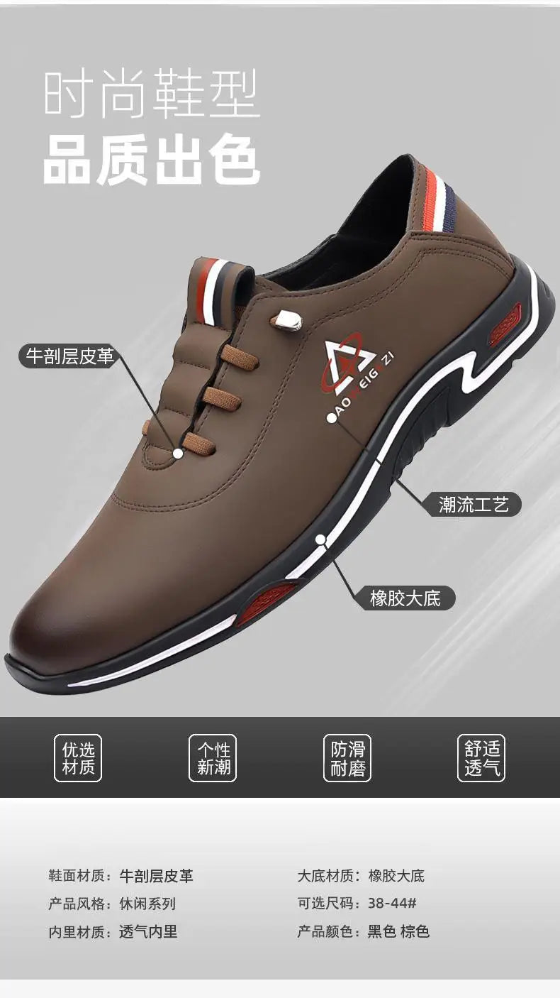 Men's Shoes Fashion Soft Soled Men Casual Shoes British Style Formal Shoes Breathable Lace-Up Bottom Light Sneakers Male Size