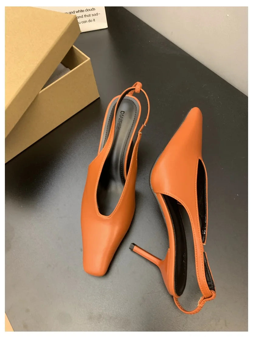 2026 New Spring Women Sandals Fashion Thin High Heels Pumps Square Toe Shallow Women's Shoes For Party Dress Mules Zapatos Mujer