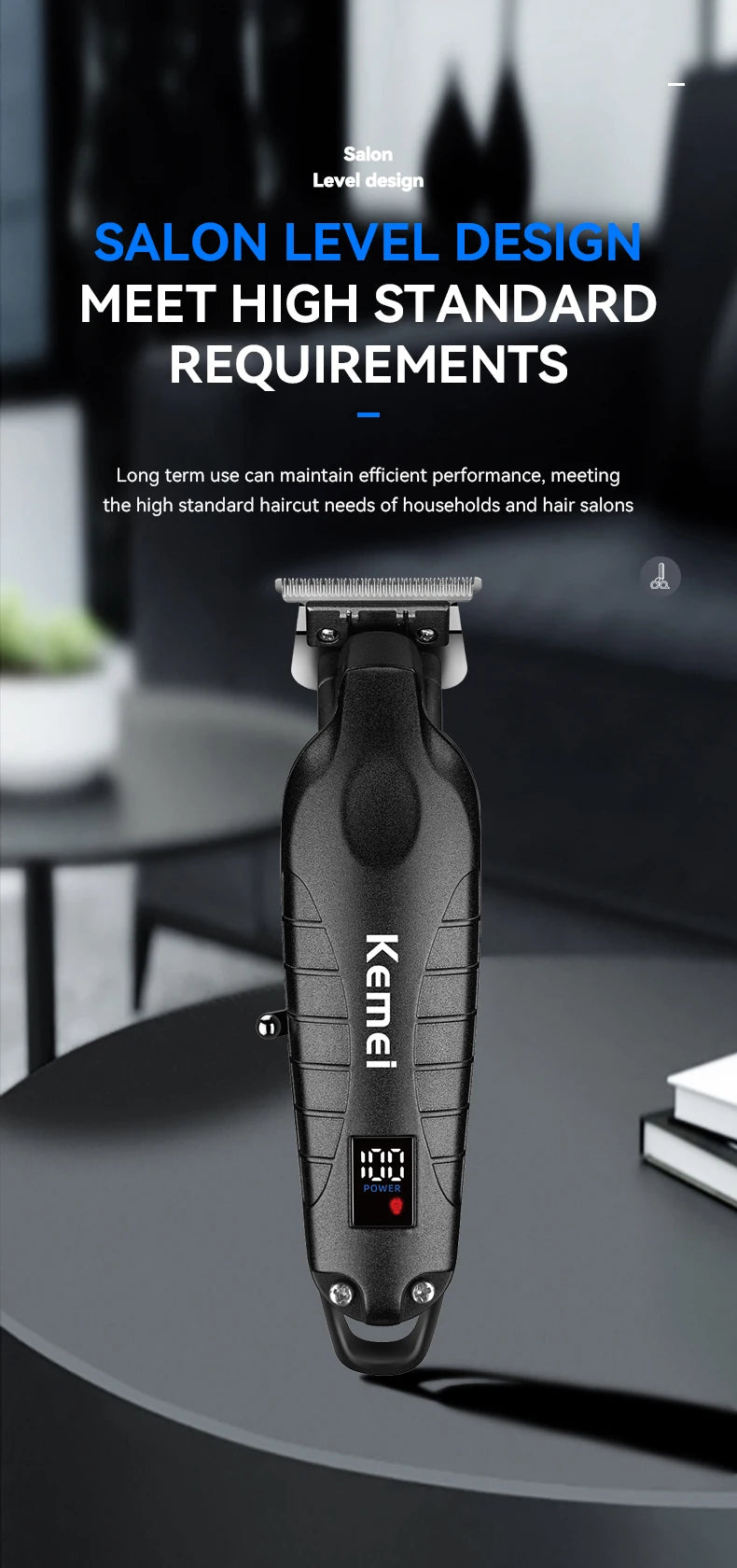 Kemei KM-2293 Original Electric Hair Clipper Rechargeable Hair Trimmer LCD Display Hairdresser Professional Cutting Machine