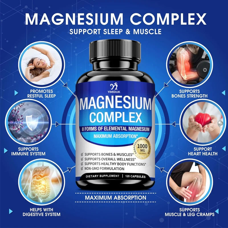 Magnesium Supplements, with Magnesium Glycinate, Magnesium Oxide, Support Stress Relief, Sleep, Heart Health, Nerves, Muscles