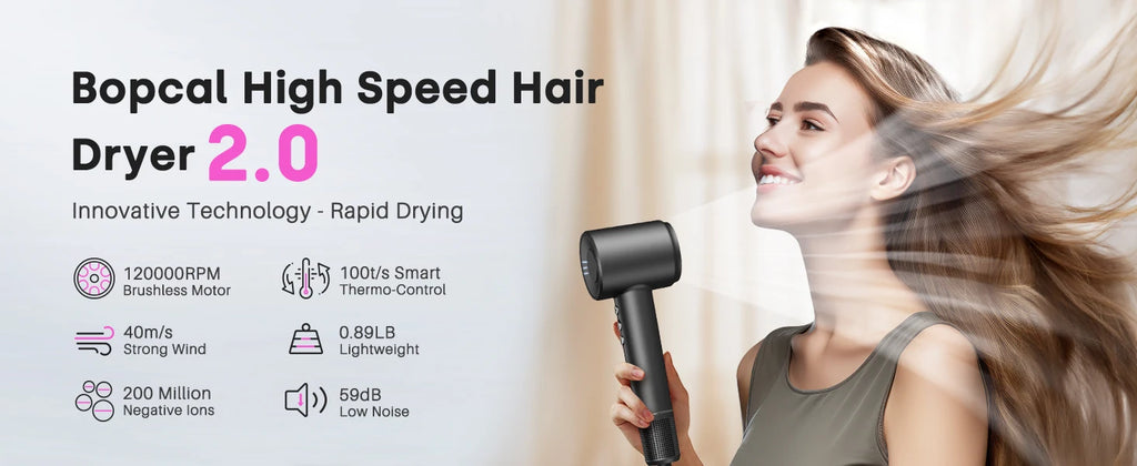120000 RPM Hair Dryer Negative Ionic Blow Dryer Brushless Motor 40M/S Fast Drying High-Speed Low Noise Thermo-Control Hairdryer