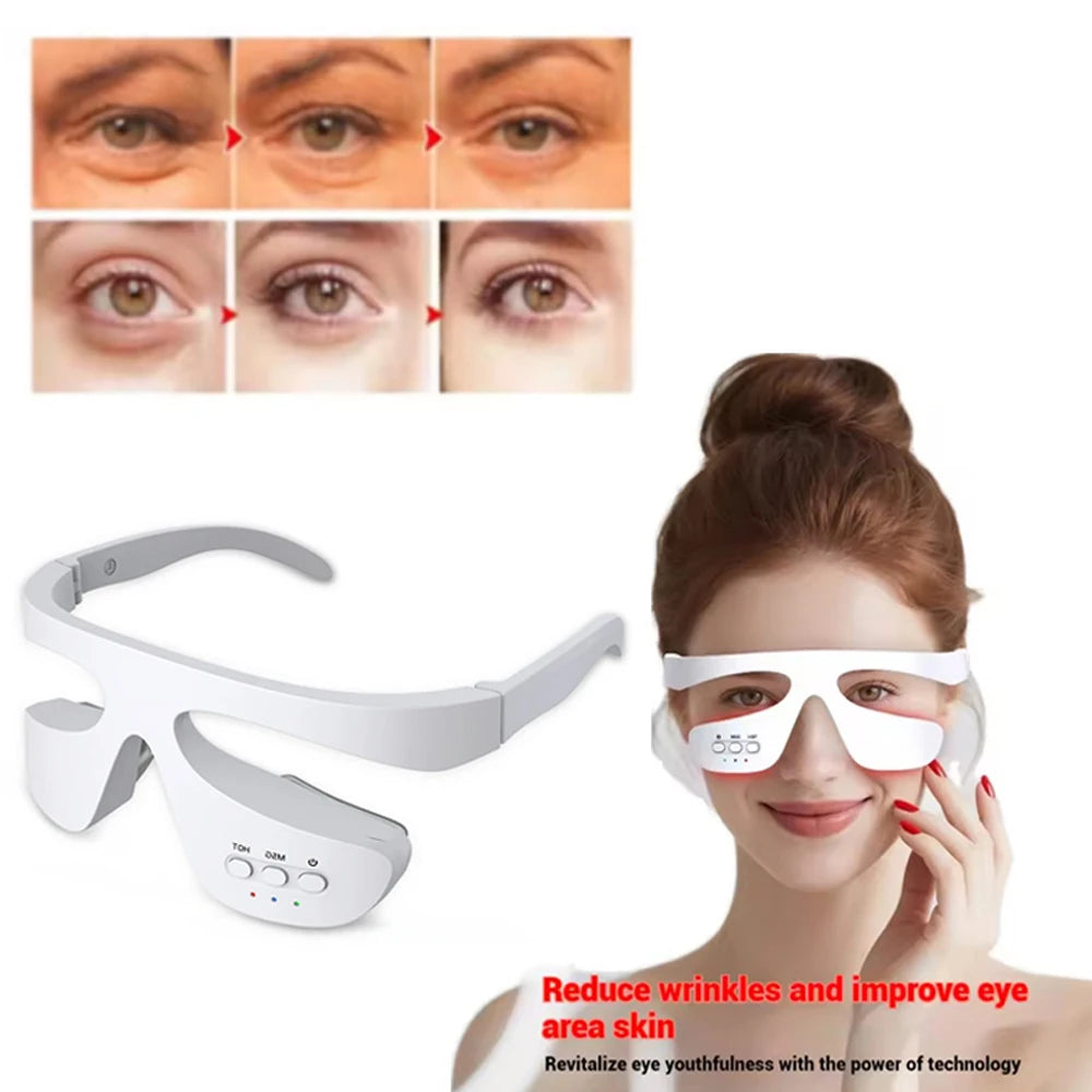 Eye Massager 3 Gear Red light Remove Eye Bags Dark Circles Puffiness Hot Compress Eye Relieve Eye Fatigue Wireless Use