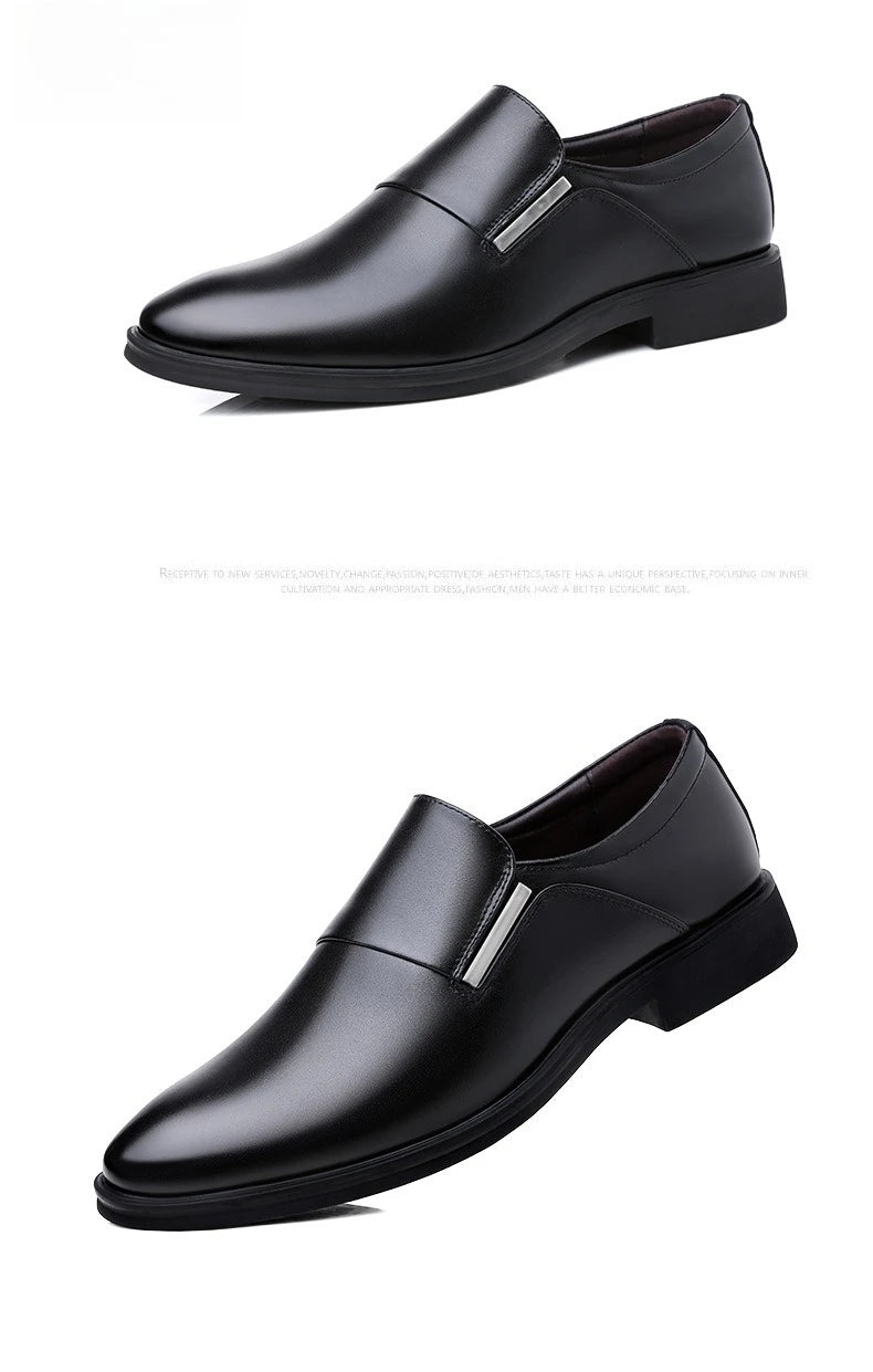 2025 New Men's Elevating Dress Shoes British Style Pointed-Toe Cowhide Leather Soft White Oxfords Formal Business Footwear