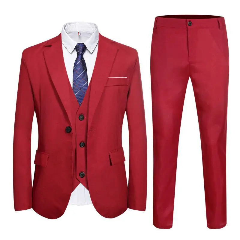Suits Men Three Piece Suit Sets Turn Down Collar Full Sleeve Blazers Vest Long Pants Slim Fit Ensemble Wedding Evening Spring