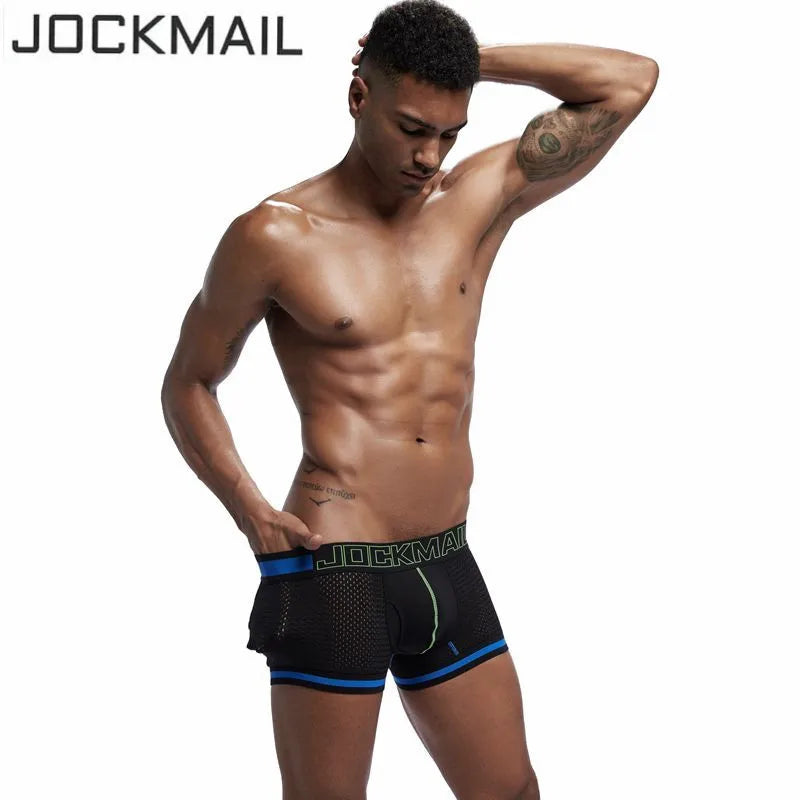 JOCKMAIL Men Underwear Boxes Mesh Quick Drying Ice Silk Breathable Youth Fashion Calzoncillos Sexy Am Gosteren Killer Sansursuz