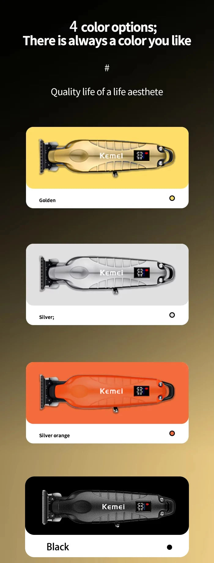 Kemei KM-2293 Original Electric Hair Clipper Rechargeable Hair Trimmer LCD Display Hairdresser Professional Cutting Machine