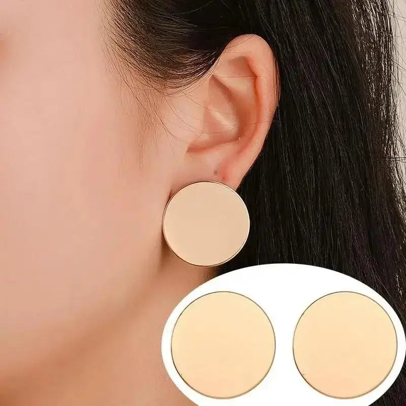 Stainless Steel Wrinkled Gold Color Earrings For Women Metal Earing Jewelry 2026 Trending Vintage Round Square Heart Earrings