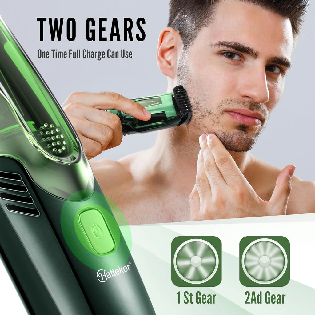 Hatteker Beard Trimmer for Men Cordless Adjustable Beard Mustache Trimmer with Built-in Vacuum Wet/Dry Clipper Travel-Friendly