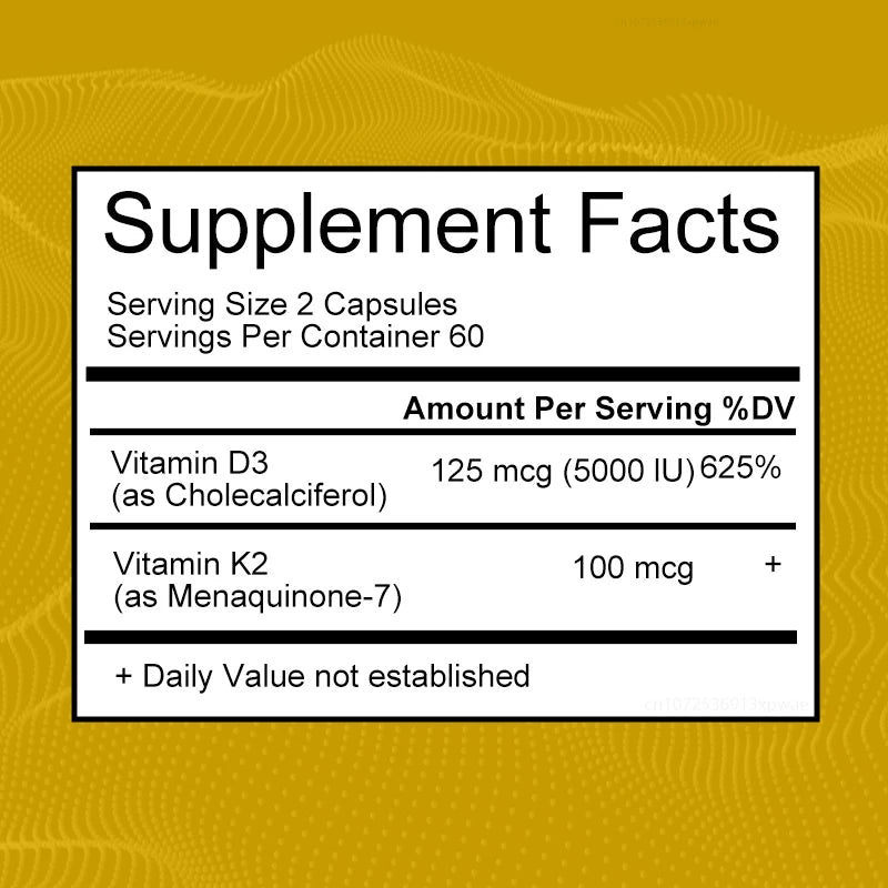 D3K2 Capsules Support Calcium Absorption Strengthen Bone and Teeth Health and Protect the Cardiovascular and Immune systems