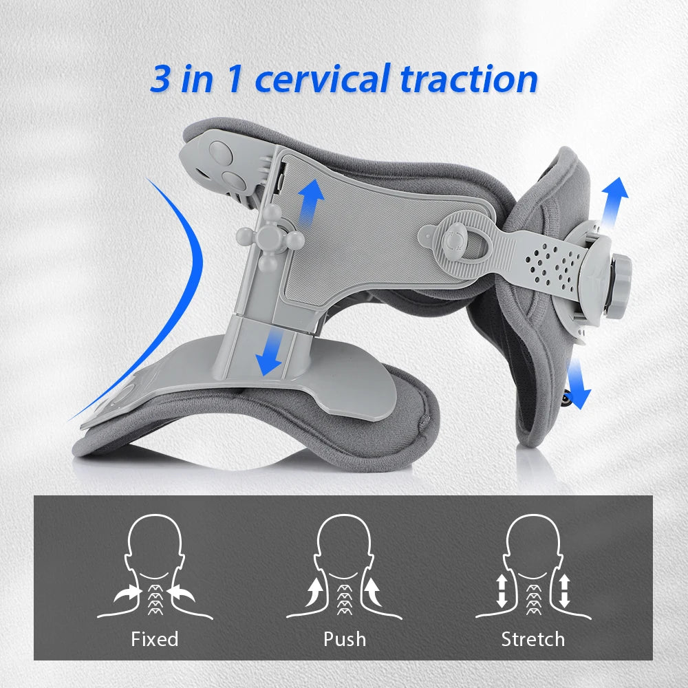 Medical Neck Traction Device Heating Cervical Collar Correction Kit Ergonomic Neck Retractor Cervical Collar Stretcher for Adult