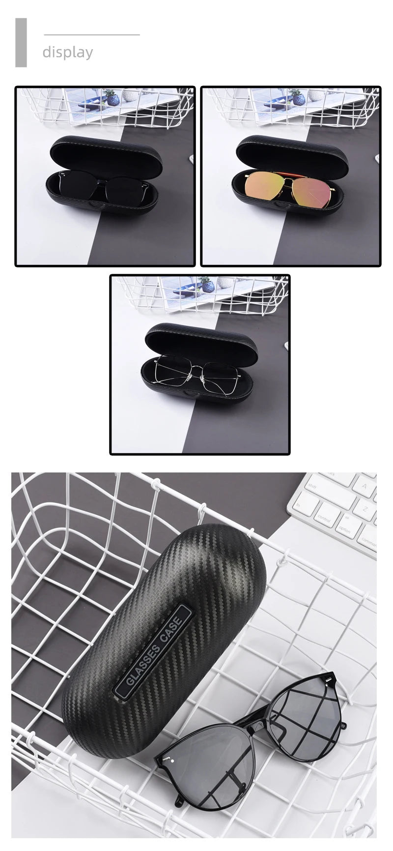 2022 New Carbon PU Leather Material Sunglass Case Black  Men Eyewear Case Ladies Glass Holder Protect Case
