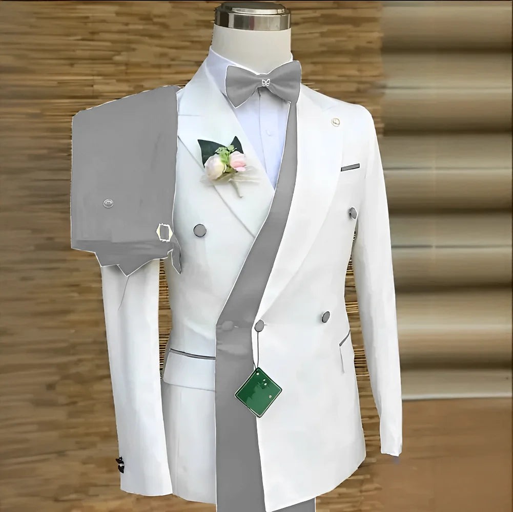 Double Breasted Formal Suits for Men Business Prom Blazer with Pants Wedding Groom Tuxedo Male Suits Custom 2 Pieces Suit Jacket