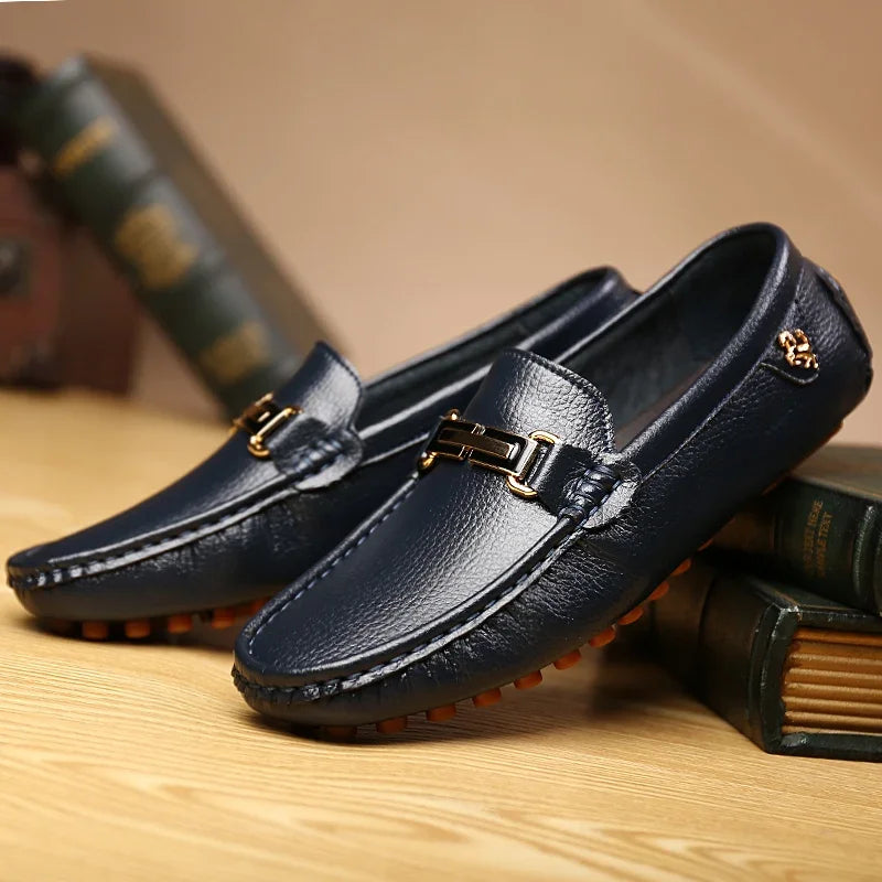 YRZL Shoes Men Handmade PU Leather Loafer Casual Driving Flats Slip-on Shoes Luxury Comfy Moccasins White Loafers Shoes for Men