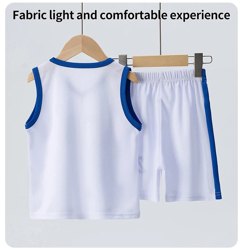 6/2 Pcs Children's Summer Quick-drying Exercise 23 Suit Boys Basketball Football Running Vest Joker Comfortable Shorts Students