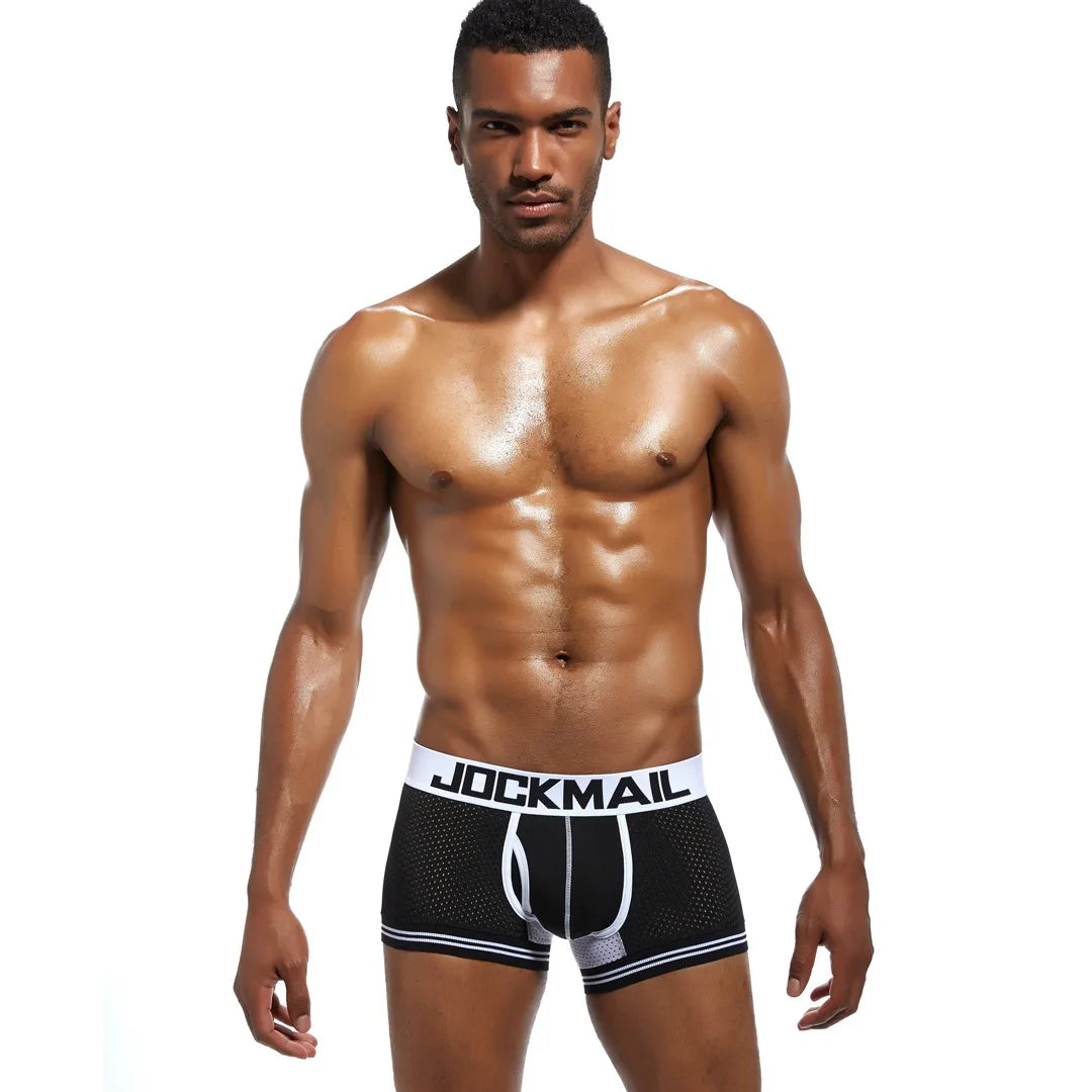 JOCKMAIL Men Underwear Boxes Mesh Quick Drying Ice Silk Breathable Youth Fashion Calzoncillos Sexy Am Gosteren Killer Sansursuz