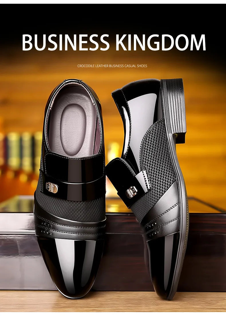 Men's Dress Shoes Pointed Toe Oxfords Classic Business Men Leather Shoes Slip on Wedding Casual Shoes Office Comfortable Loafers