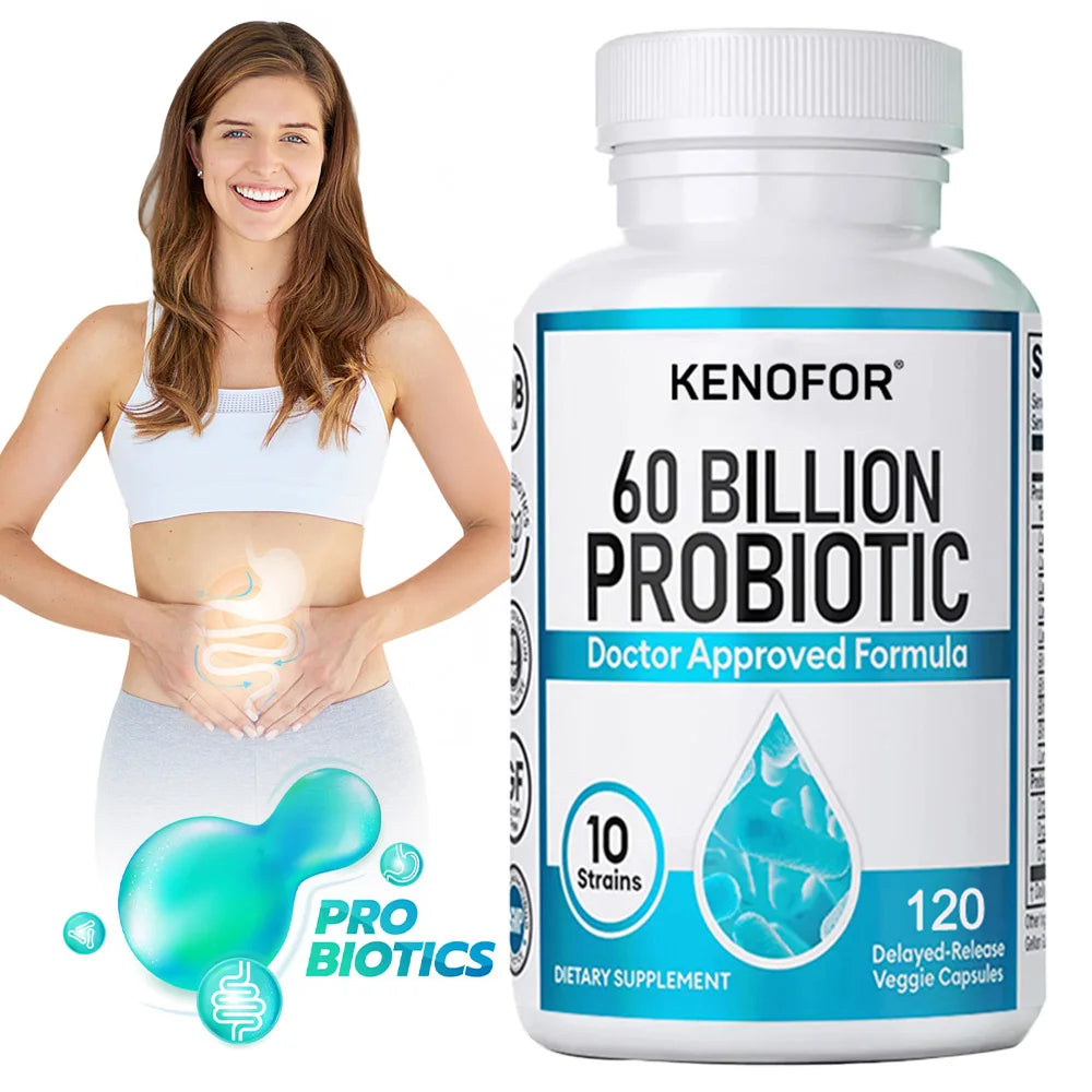 60 Billion Probiotic Supplement - 10 Unique Strains + Organic Prebiotics - Immune System Boosting Support Gut & Digestive Health