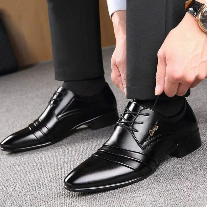 Men's Shoes Luxury Business Dress Shoes Lace Up Non Slip Men Oxford Shoes Pointed Toe Men Flat Shoes Fashion Zapatos De Hombre