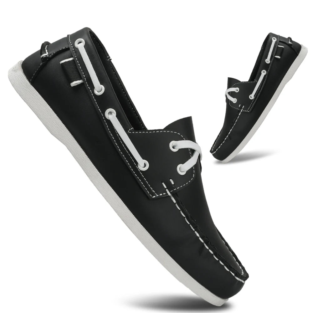 Men's Trendy Apron Toe Loafer Shoes, Slip On Comfy Non Slip For Outdoor Walking Traveling, Spring And Summer