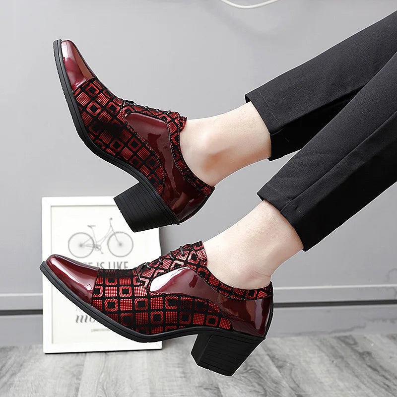 Men Formal Shoes High Heels Business Dress Shoes Male Oxfords Pointed Toe Formal Shoe for Man Luxury Wedding Party Leather Shoe