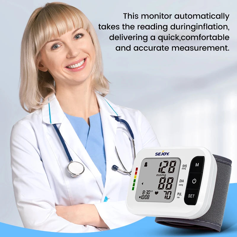 Sejoy Digital Wrist Blood Pressure Monitor,Finger Pulse Oximeter OLED Blood Oxygen Saturation,Heart Rate Meter BP Monitor