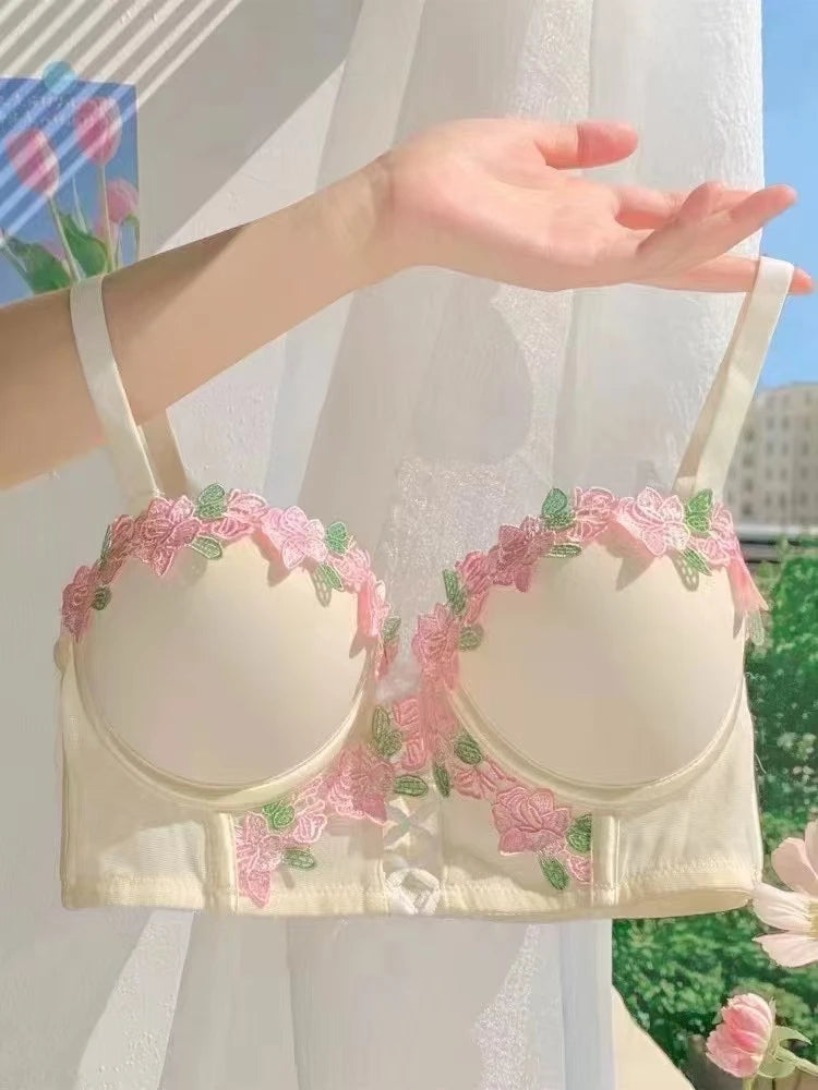 MOYISU London Anime Bralette - Delicate Wireless Bra for Set Teens, Japanese Summer Lingerie Small Bust Close-Fit Subtle Allure