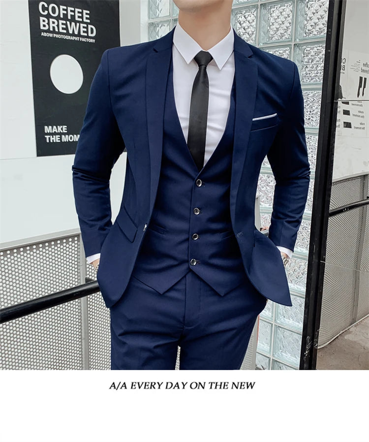 Suits for Men - 3 Pieces - New Fabrics - Fashionable Business Gentleman - Slim Fit - Wedding  Professional Business Formal Dress
