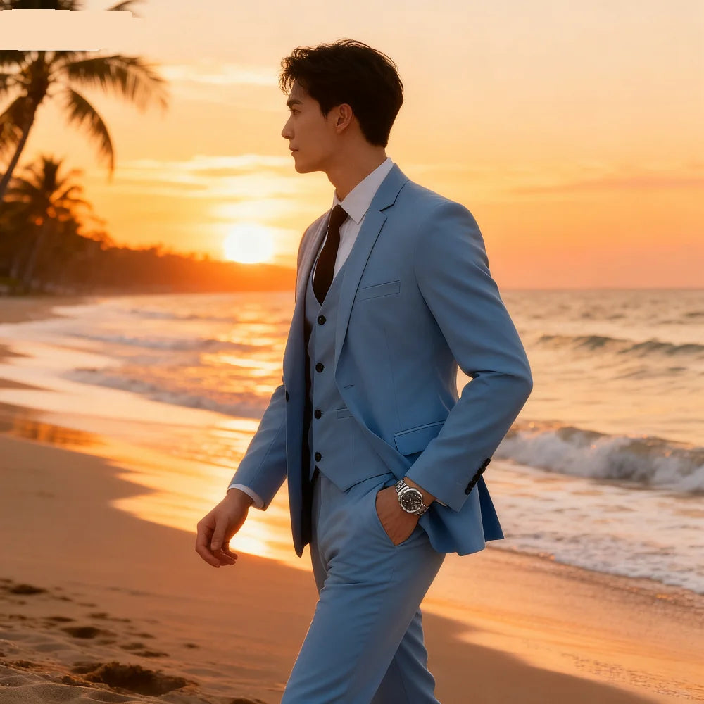 Men's Three-Piece Suit Set Business Career Wedding Groomsmen Best Man Decoration Formal Dress Code Tailored Look