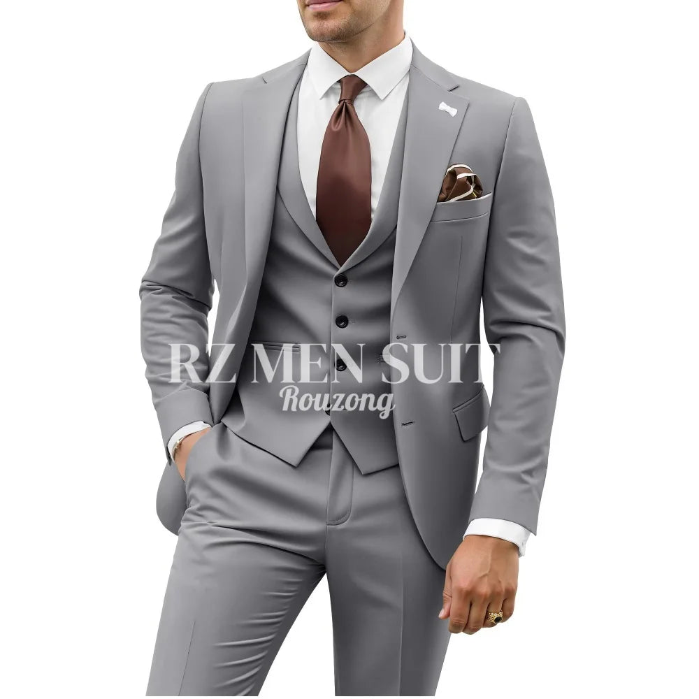 Mens Suit 3 Piece Suits for Men Slim Fit Wedding Groom Suit Men Blazer Vest Pant Suits for Prom Business Formal costumes hommes