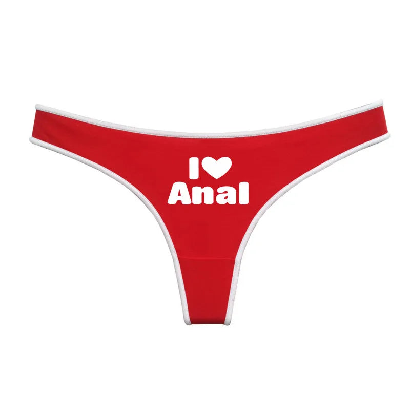 I LOVE ANAL Female Lingerie Girls G String Red Cotton Underwear for Womens Soft Seamless Invisible Breathable Sport Underpant