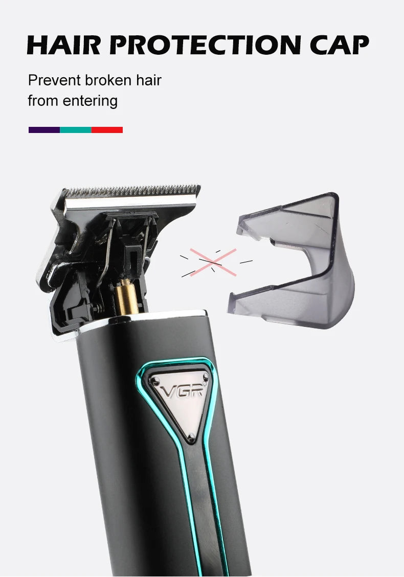 VGR Hair Clipper T9 Hair Trimmer Professional Hair Cutting Machine Metal Wireless Electric Rechargeable Clippers for Men V-009