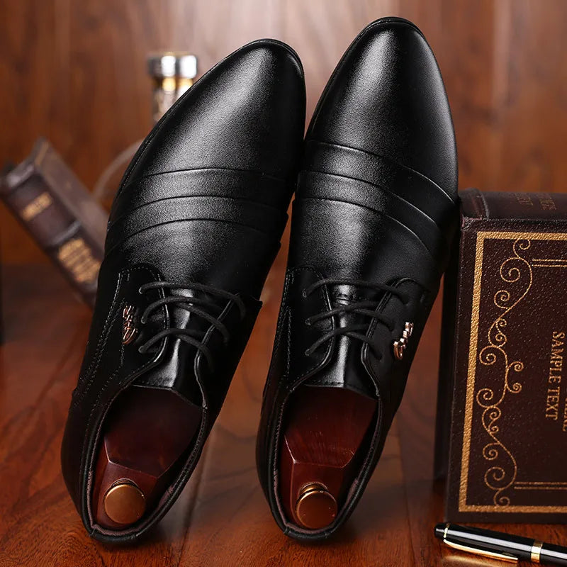 Men's Shoes Luxury Business Dress Shoes Lace Up Non Slip Men Oxford Shoes Pointed Toe Men Flat Shoes Fashion Zapatos De Hombre