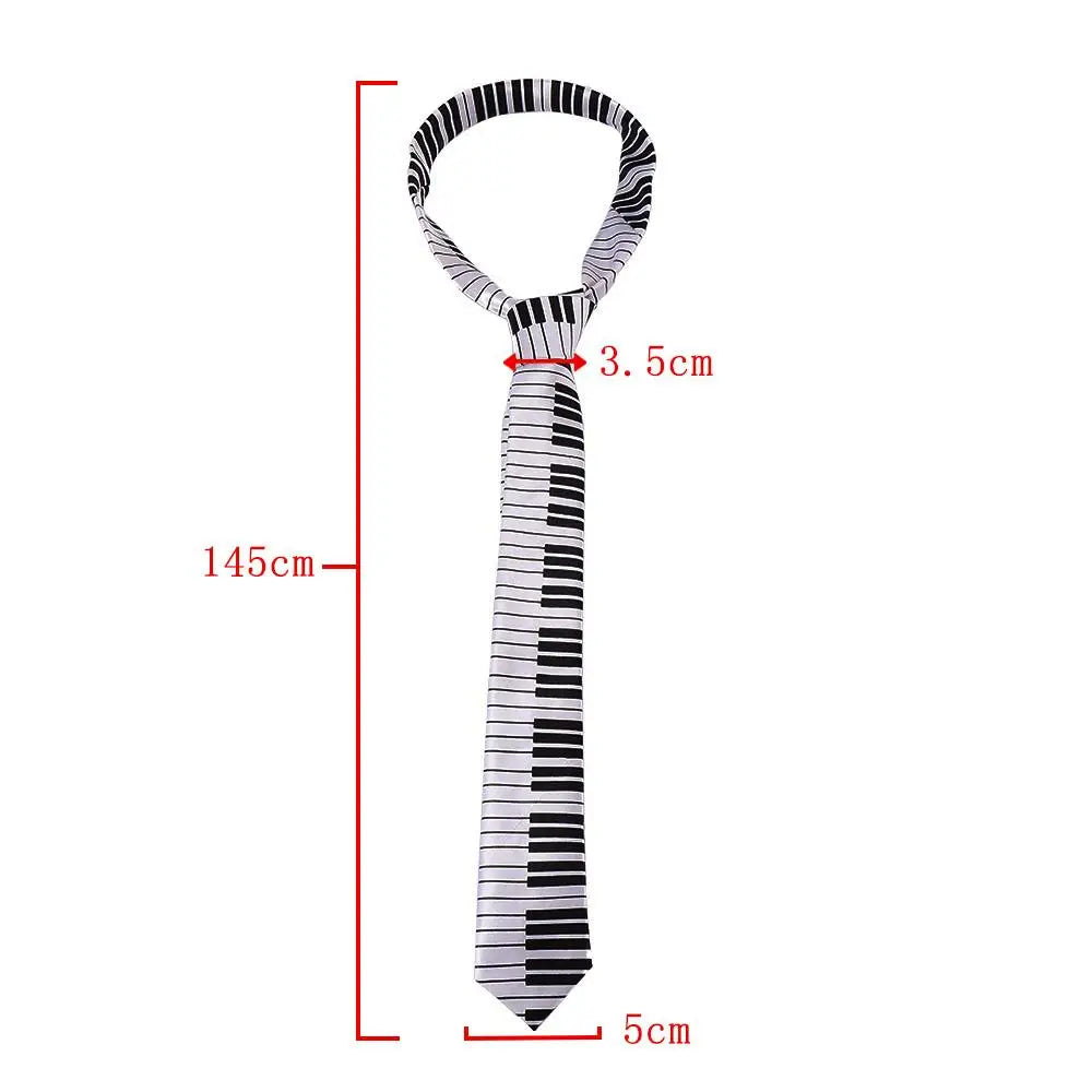 Gifts Classic for Men Fashion Black & White Skinny Tie Music Tie Piano Keyboard Necktie