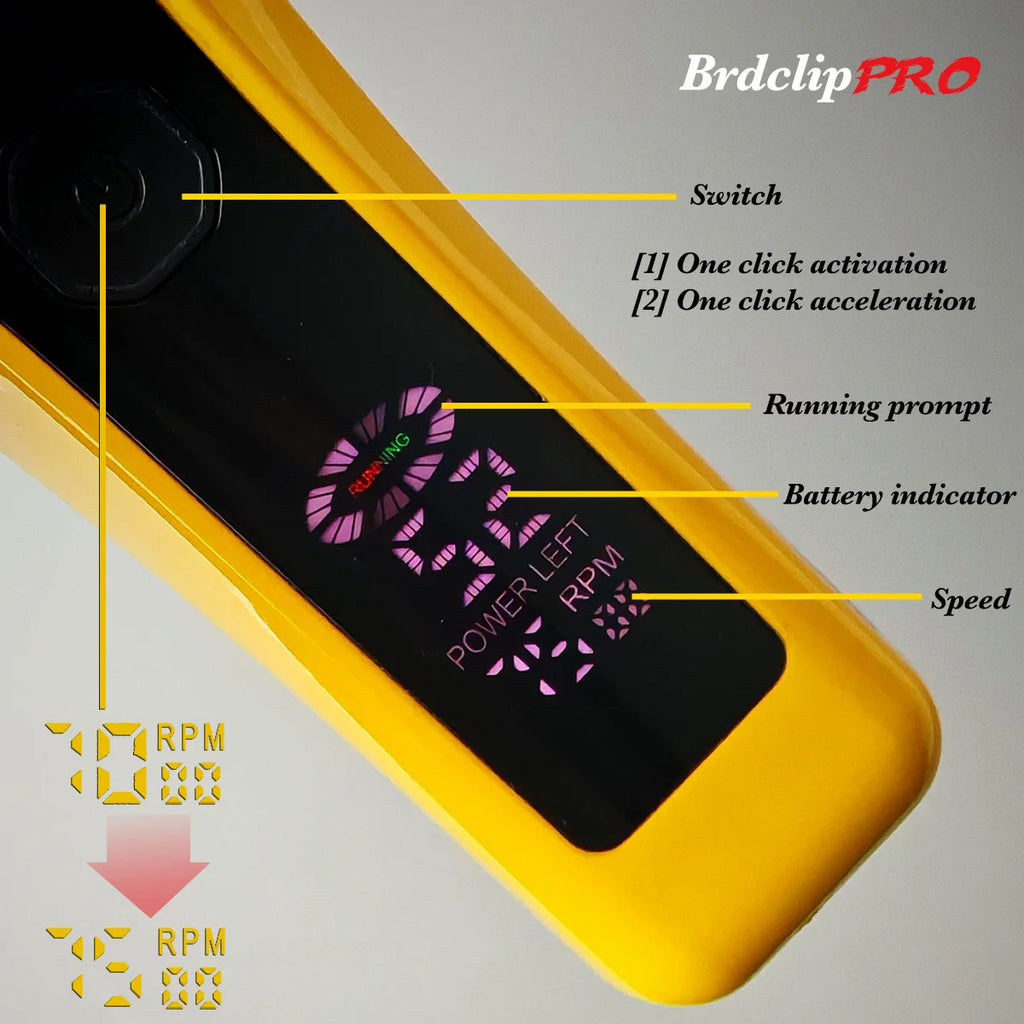 Professional BRDCLIP 619 Hair Clipper 7500RPM Precision Steel Sharp-angled Blades LCD Display Charging Base Hair Cutting Machine
