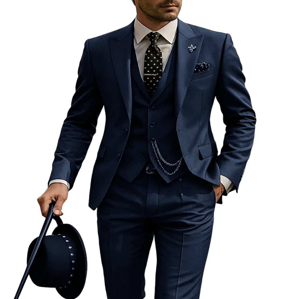 Men's 3-Piece Suit, Wedding Groom's Tuxedo, Party Custom Suit, Elegant Ouifit Custom Blazer and Trousers Vest