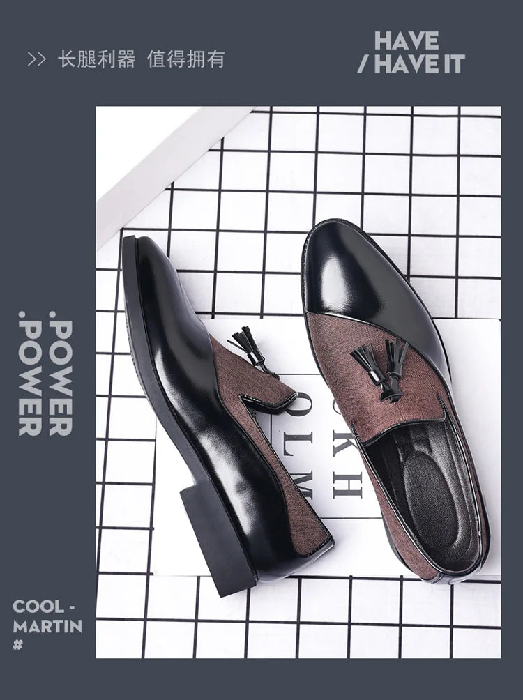 Mens Dress Shoes 2026 New Casual Leather Shoes Men Business Dress Leather Shoes Trend Versatile  Loafers  Pointed Toe Slip-On