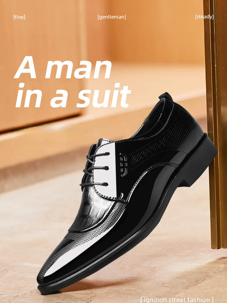 Men's Oxfords Shoes Lace Up Point Toe Business Casual Shoes for Men Wedding Party Office Men's Shoes Luxury Dress Shoe 2026 New