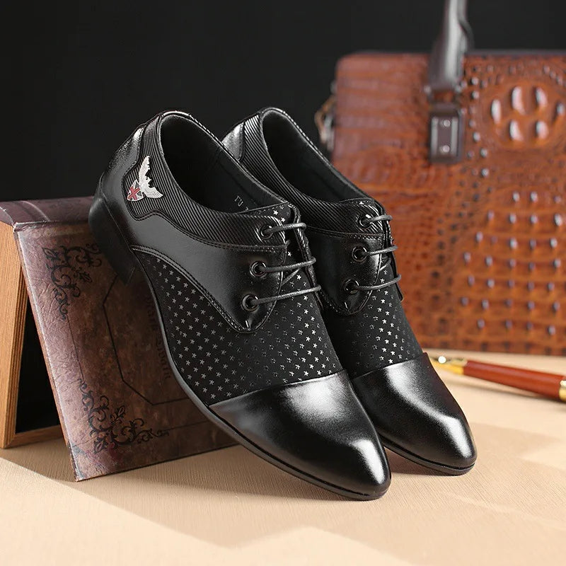 Mens Dress Shoes for Men Lace-Up Fashion Office High Quality Leather Comfy Business Man Formal Shoe Wedding Party Style Footwear