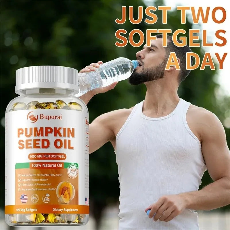 Pumpkin Seed Oil Capsule - Support Prostate and Urinary Tract Health Hair Growth & Skin Care Prevent Hair Loss