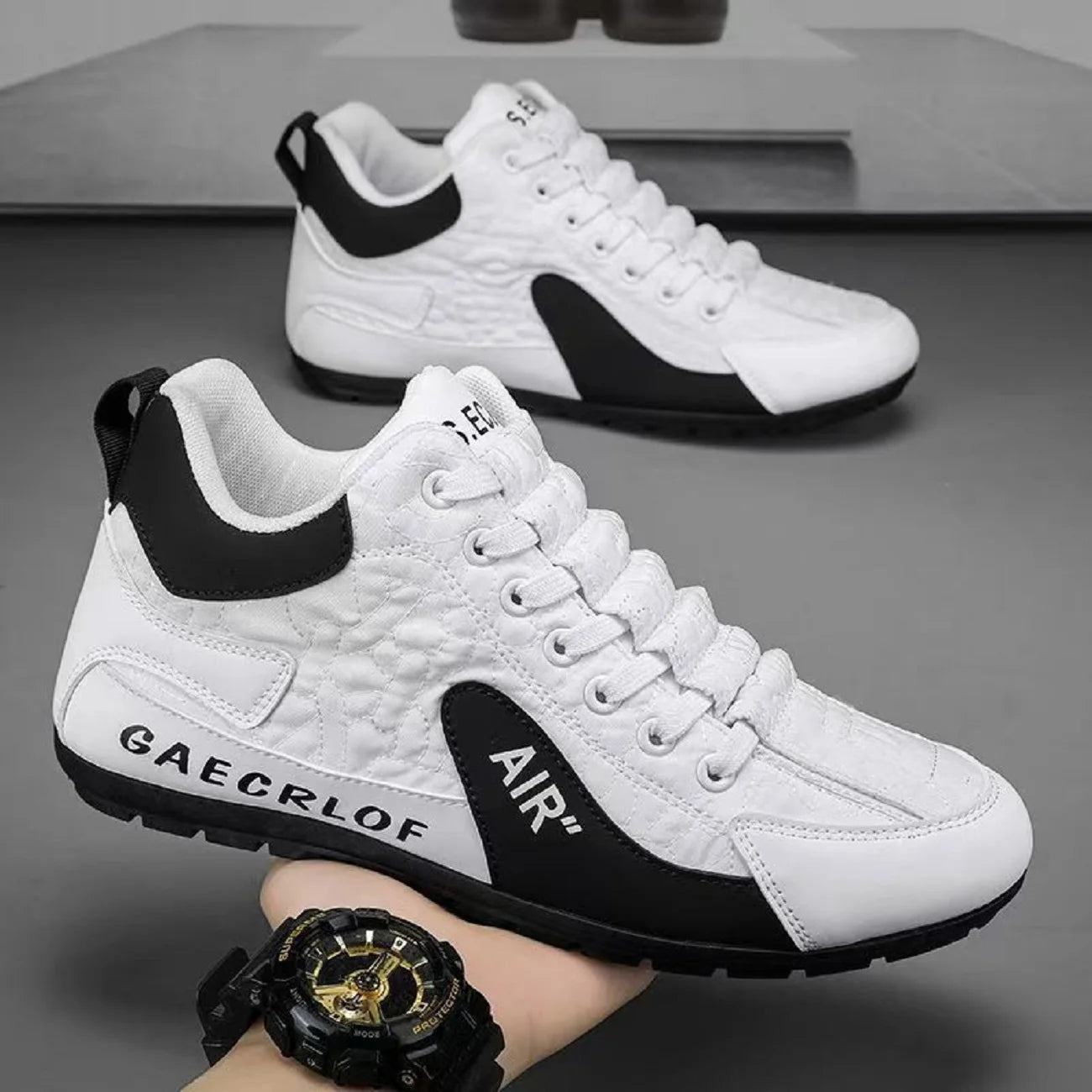 High-top shoes for men, new spring and autumn leather surface breathable leisure sports shoes, soft sole anti-skid driving Forre