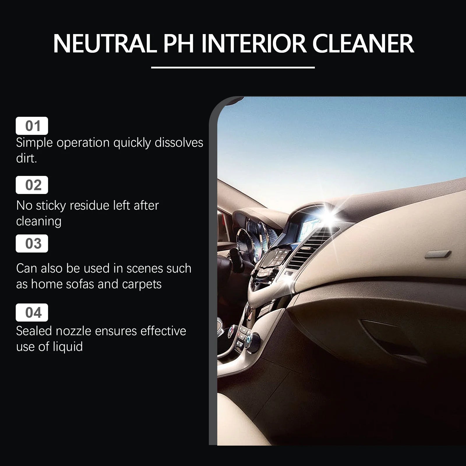 Car Interior Cleaner Agent Ceiling Cleaner Leather Flannel Woven Fabric Water Free Multipurpose Auto Dash Cleaning Tool
